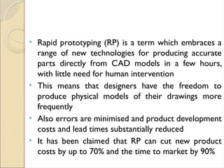 Comprehensive Overview of Rapid Prototyping Technologies and Processes ...