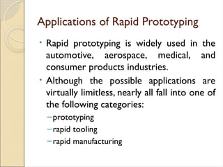 Comprehensive Overview of Rapid Prototyping Technologies and Processes ...