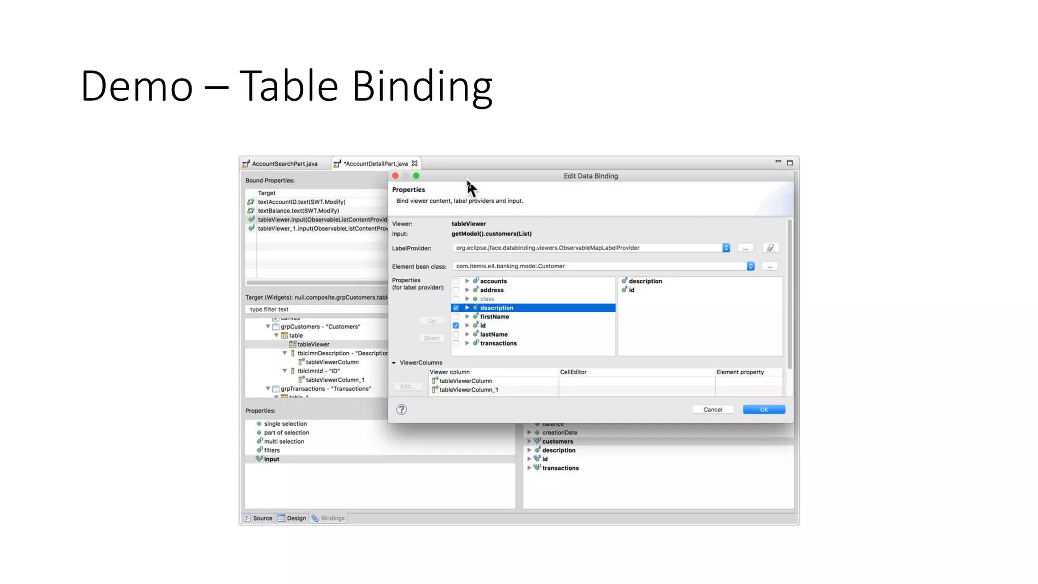 Demo – Table Binding
 