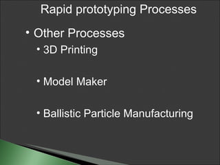 Other Processes 3D Printing Model Maker Ballistic Particle Manufacturing Rapid prototyping Processes 