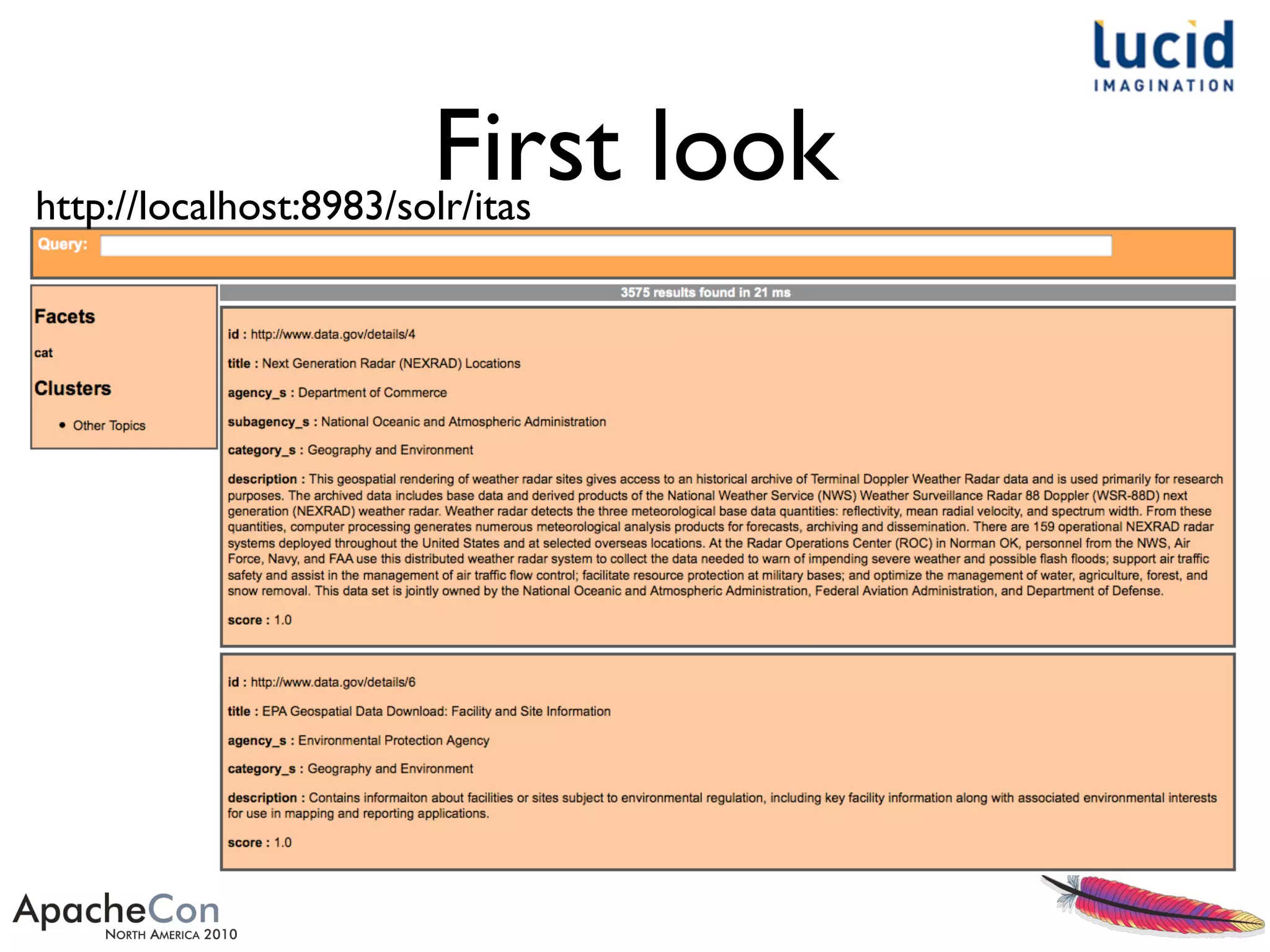 First lookhttp://localhost:8983/solr/itas
 