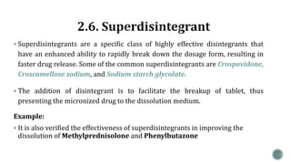 Super Disintegrant Examples Rapid Release Granulation Technology ppt | PPTX