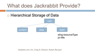 What does Jackrabbit Provide? Hierarchical Storage of Dataheadwire.com, Inc, Craig S. Dickson, Ruben Reusserrootappsdatacontentsling:resourceTypejcr:title