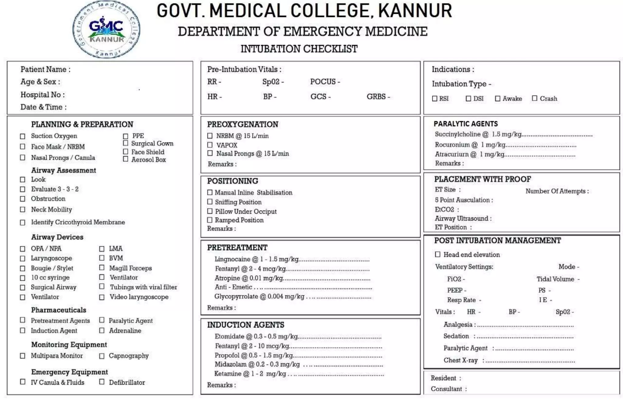 Rapid sequence intubation in ED