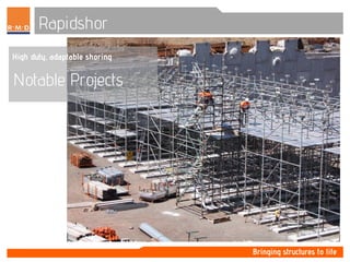 Notable Projects
Rapidshor
High duty, adaptable shoring
 
