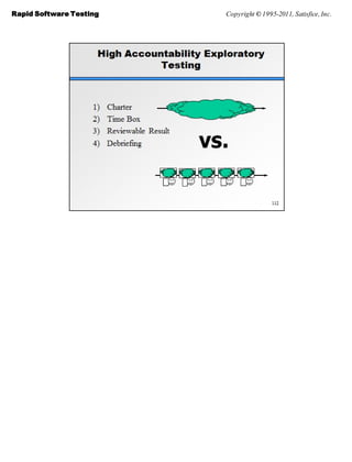 Rapid Software Testing   Copyright © 1995-2011, Satisfice, Inc.
 