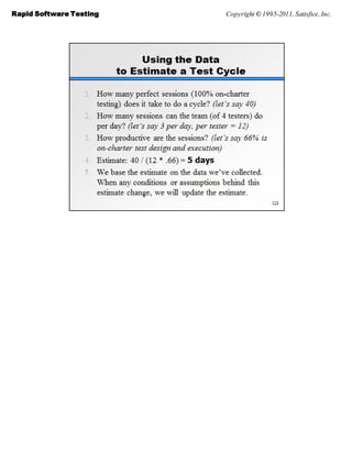 Rapid Software Testing   Copyright © 1995-2011, Satisfice, Inc.
 