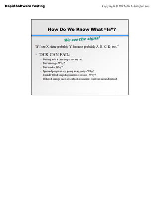 Rapid Software Testing   Copyright © 1995-2011, Satisfice, Inc.
 
