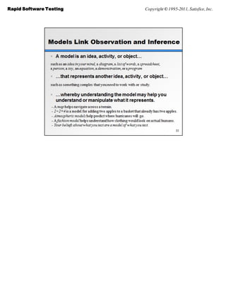 Rapid Software Testing   Copyright © 1995-2011, Satisfice, Inc.
 