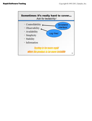 Rapid Software Testing   Copyright © 1995-2011, Satisfice, Inc.
 
