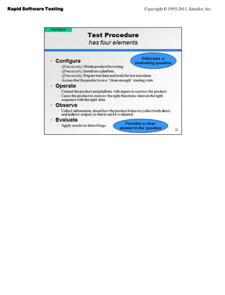 Rapid Software Testing   Copyright © 1995-2011, Satisfice, Inc.
 