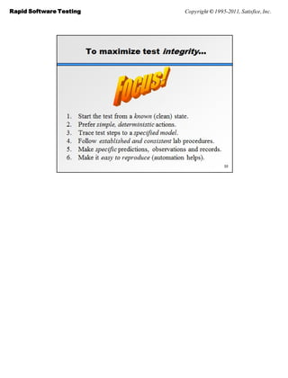 Rapid Software Testing   Copyright © 1995-2011, Satisfice, Inc.
 
