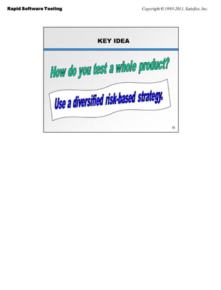 Rapid Software Testing   Copyright © 1995-2011, Satisfice, Inc.
 