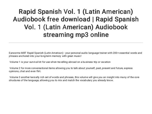 Rapid Spanish Vol 1 Latin American Audiobook Free Download Rapid