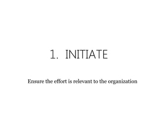 1. INITIATE
Ensure the effort is relevant to the organization
 