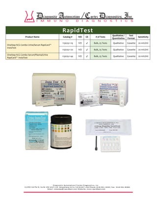 Diagnostic Automation / Cortez Diagnostic Inc., Rapid Test offered by ...