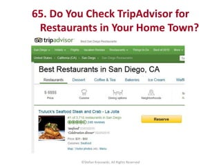 65. Do You Check TripAdvisor for
Restaurants in Your Home Town?
©Stefan Krasowski, All Rights Reserved
 