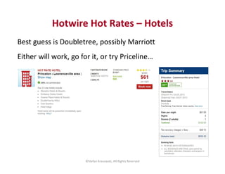 Hotwire Hot Rates – Hotels 
Best guess is Doubletree, possibly Marriott 
Either will work, go for it, or try Priceline… 
©...