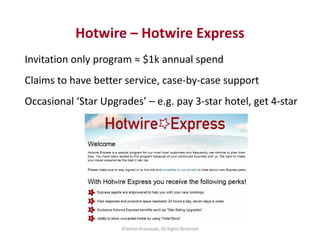 Hotwire – Hotwire Express 
Invitation only program ≈ $1k annual spend 
Claims to have better service, case-by-case support...