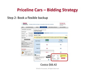 Priceline Cars – Bidding Strategy 
Step 2: Book a flexible backup 
Costco $66.42 
©Stefan Krasowski, All Rights Reserved 
 