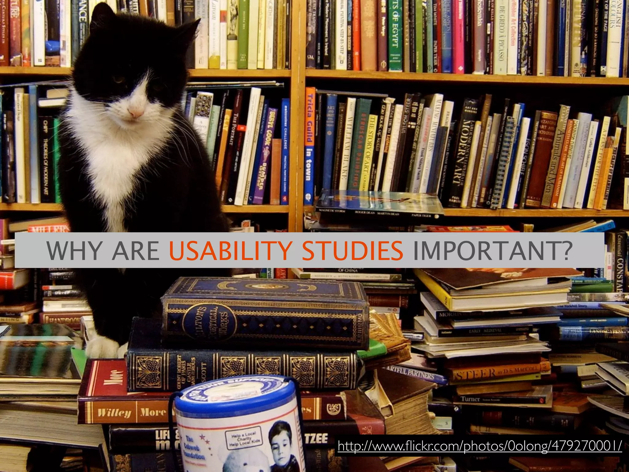 WHY ARE USABILITY STUDIES IMPORTANT?




                   http://www.ﬂickr.com/photos/0olong/479270001/
 