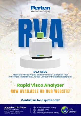 Rva Method Top Quality Rapid Visco Analyzer In Singapore | PDF