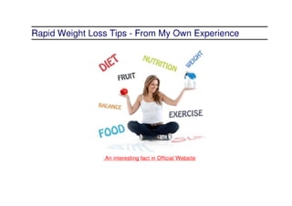 Rapid weight loss tips   from my own experience