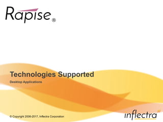 © Copyright 2006-2017, Inflectra Corporation
Technologies Supported
Desktop Applications
 