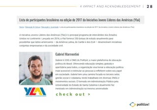 2 8
c h e c k o u t >
4 IMPACT AND AC KNOWLEDGEMENT |
 