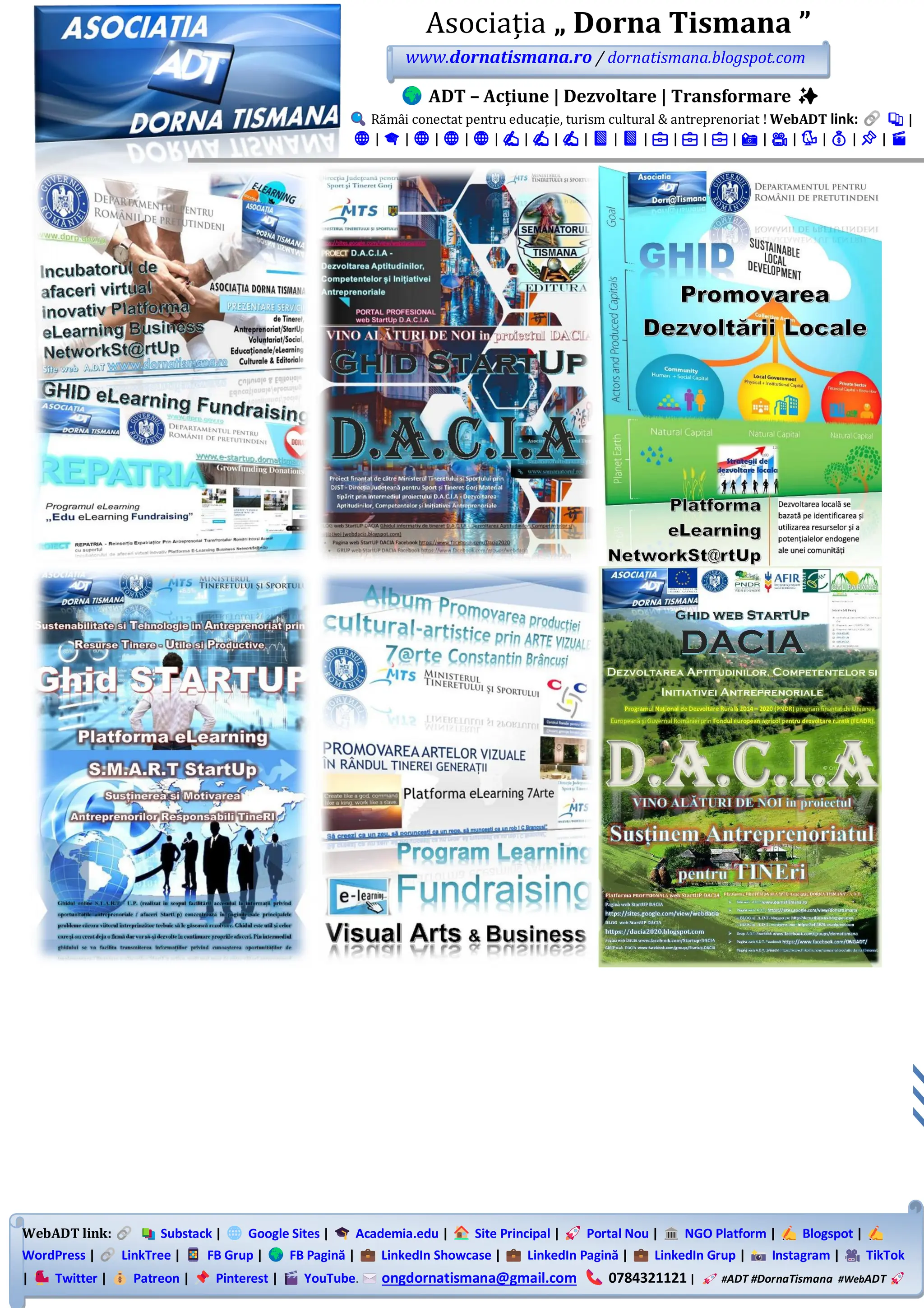 WebADT link: Substack | Google Sites | Academia.edu | Site Principal | Portal Nou | NGO Platform | Blogspot |
WordPress | LinkTree | FB Grup | FB Pagină | LinkedIn Showcase | LinkedIn Pagină | LinkedIn Grup | Instagram | TikTok
| Twitter | Patreon | Pinterest | YouTube. ongdornatismana@gmail.com 0784321121 | #ADT #DornaTismana #WebADT
Asociația „ Dorna Tismana ”
www.dornatismana.ro / dornatismana.blogspot.com
ADT – Acțiune | Dezvoltare | Transformare ✨
Rămâi conectat pentru educație, turism cultural & antreprenoriat ! WebADT link: 📚 |
🌐 | 🎓 | 🌐 | 🌐 | 🌐 | ✍️ | ✍️ | ✍️ | 📘 | 📘 | 💼 | 💼 | 💼 | 📸 | 🎥 | 🐦 | 💰 | 📌 | 🎬
 