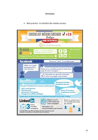 Glossaire


Affiliation: Technique marketing permettant à un annonceur (affilieur) de diffuser          de la
publicité sur des sites web (affiliés).

Backlinks ou netlinking: hyperliens pointant vers un site ou une page Web. Leur nombre est
une indication de la réputation de ce site ou de cette page.

Barcamp: Rencontre ouverte qui prend la forme d'ateliers-événements participatifs où le
contenu est fourni par les participants. Tous les participants doivent apporter quelque chose
au Barcamp.

Blogging: Activité de la personne qui écrit un blog.

Co-création: Elle consiste, pour une entreprise, à développer des produits ou services en
collaboration active avec ses clients et ce, de façon durable.

Consom’acteur/consom’actrice: Se dit du consommateur qui décide d'utiliser consciemment
son pouvoir d'achat pour défendre les idées en lesquelles il/elle croit.

Linkbaiting: Pratique éditoriale qui consiste à créer du contenu qui donne envie aux
internautes de faire des liens vers le site.

Mumpreneures: femmes qui sont devenues entrepreneures parce que leur vie de salarié ne
leur permettait plus de concilier leur vie de famille et leur vie professionnelle.

Pages indexées: Un site dont les pages sont indexées dans les moteurs de recherches signifie
que ses pages sont enregistrées dans les bases des moteurs de recherche.

Page rank: Le PageRank est une technologie de calcul de positionnement sur internet par le
moteur de recherche Google. Il permet d'évaluer la popularité d'un site internet, voir même
plus précisément d'une page précise d'un site web.

Reporting: compte rendu consistant, pour une entreprise, à faire rapport de son activité.

RSE: La responsabilité sociétale (ou sociale) des entreprises est un concept dans lesquelles les
entreprises intègrent des préoccupations sociales, environnementales, et économiques dans
leurs activités et dans leurs interactions.

Taux d’engagement : Le taux d’engagement Facebook est un indicateur destiné à mesurer la
propension des fans d’une marque à interagir avec celle-ci.

Wording: problématique de choix d’intitulés ou de mots utilisés pour évoquer des catégories
de produits ou des services aux consommateurs.



                                                                                              59
 