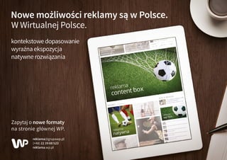 9 
W 2013 roku wartosc sprzedanych produktów 
w sieci wyniosła około 24 miliardy złotych, 
wynika raportu PMR Handel internetowy 
w Polsce 2014. To o ponad 2 miliardy złotych 
wiecej, niz rok wczesniej. 
- Polski e-commerce wciaz rozwija sie w szybkim 
tempie. Prawie kazda branza jest juz reprezentowana 
przez znaczaca liczbe e-sklepów. Konkurencja rosnie 
z dnia na dzien a o klienta coraz trudniej - ocenia 
Maciej Hoffmann, business development manager 
z domu mediowego MEC. 
Nie tylko Allegro 
W polskim internecie najpopularniejszym serwisem 
zakupowym jest Allegro, wynika z badania 
Prawie 24 miliardy złotych rocznie 
zostawiamy w sklepach 
internetowych. Co ciekawe, 
coraz wiekszy w tym udział maja 
m-klienci, czyli internauci kupujacy 
za posrednictwem urzadzen 
mobilnych – w 2013 roku wydali 
w e-sklepach w sumie miliard złotych. 
Wartosc polskiego rynku e-commerce (w mld zł) 
rok wartosc 
2005 
2006 
2007 
2008 
2009 
2010 
2011 
2012 
2013 
Zródło: Interaktywnie.com na podstawie SMG, Kelkoo, 
Forrester Research, PMR 
3,1 
5 
8,1 
11 
13,4 
15,5 
17,5 
21,5 
23,8 
Raporty interaktywnie.com - E-commerce 72 
 