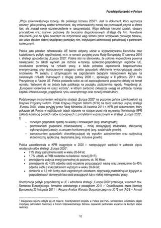 Przedsiębiorczość w Polsce
10
„Wizja zrównowaŜonego rozwoju dla polskiego biznesu 2050”3. Jest to dokument, który wyznacza...