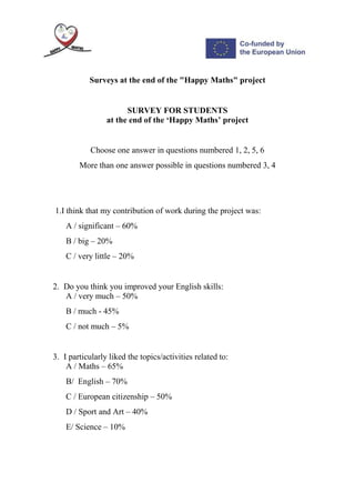 EVALUATION REPORT 'HAPPY MATHS' | DOCX