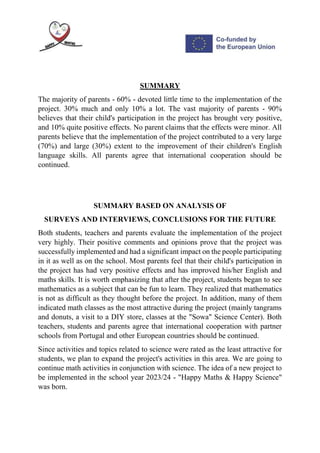 EVALUATION REPORT 'HAPPY MATHS' | DOCX