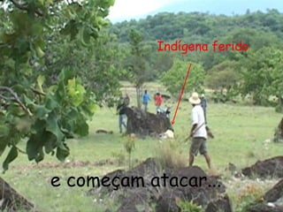 e começam atacar...  Indígena ferido 