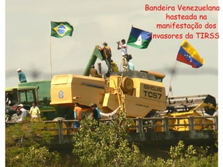Bandeira Venezuelana hasteada na manifestação dos invasores da TIRSS   