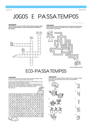 Página 30                         RAPOSINHO




            JOGOS E PASSATEMPOS




               ECO-PASSATEMPOS
 