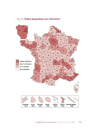 > Fig. 13 – Origine géographique des réclamations
2B
2A
7 5L a D é f e n s e u r e d e s e n f a n t s - R a p p o r t d ’ a c t i v i t é 2 0 1 0
DDE_RA_2010_2010 RA_DEFENSEURE 29/10/10 13:41 Page75
 