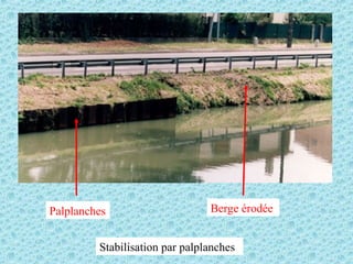 Stabilisation par palplanches
Palplanches Berge érodée
 