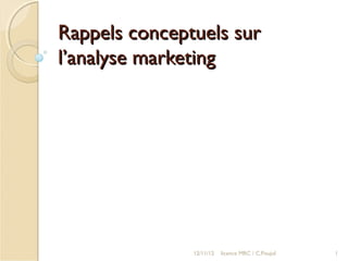 Rappels conceptuels sur
l’analyse marketing




               12/11/12   licence MRC / C.Poujol   1
 