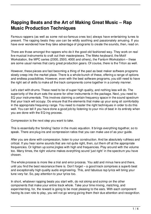 Lyric fabulous lyrics : Rapping Beats and the Art of Making Great Music – Rap Music Pr…