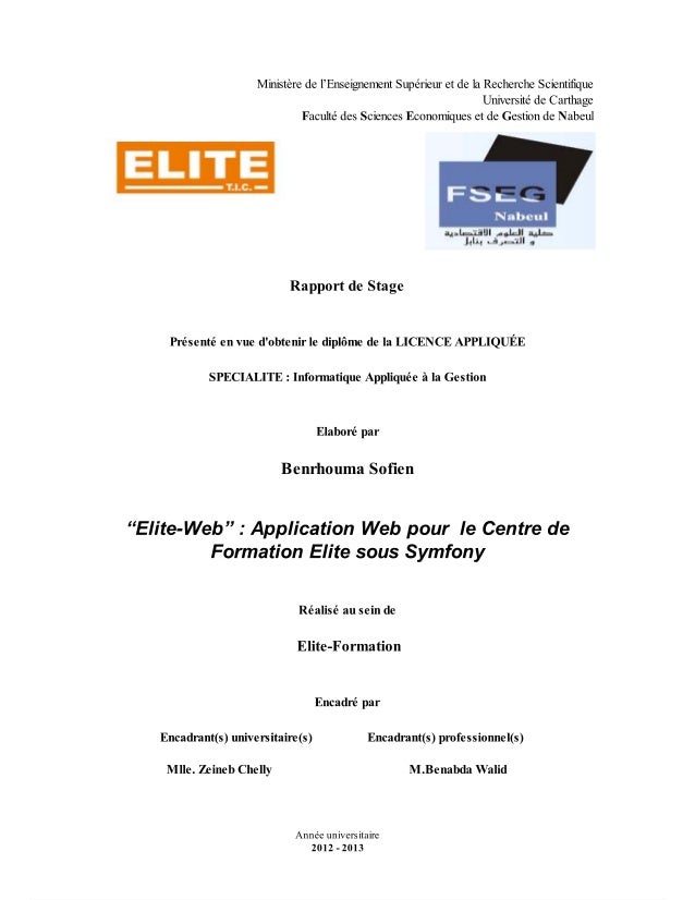 Rapport Projet De Fin Détude Développent Dune Application Web Avec
