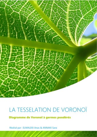 LA TESSELATION DE VORONOÏ
Diagramme de Voronoï à germes pondérés
Réalisé par : ELMALEKI Anas & ANNAKI Sara
 