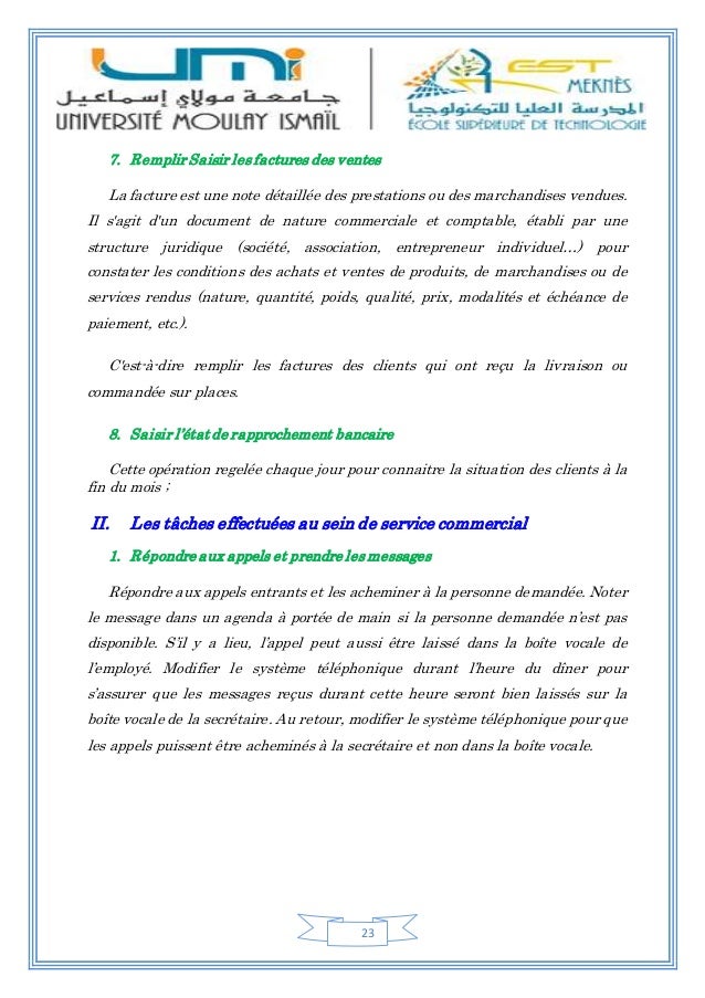 Rapport de stage societe commerciale