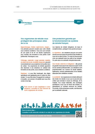 - 122 - L’INTERRÉGIMES EN MATIÈRE DE RETRAITE :
LE SUCCÈS DU DROIT À L’INFORMATION NE SUFFIT PAS
 