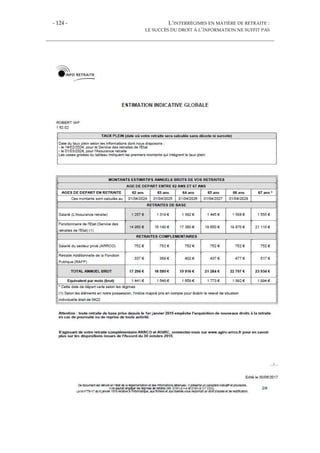 - 124 - L’INTERRÉGIMES EN MATIÈRE DE RETRAITE :
LE SUCCÈS DU DROIT À L’INFORMATION NE SUFFIT PAS
 