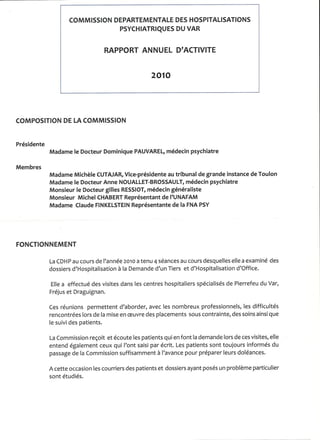 Rapport 2010 CDHP du Var