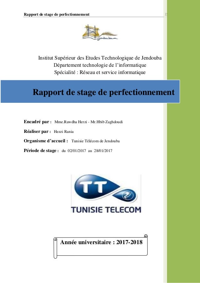 Rapport De Stage De Perfectionnement Iset