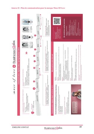 EMELINE CONTAT 49
Annexe II : Plan de communication pour la marque Muse Of Love
 